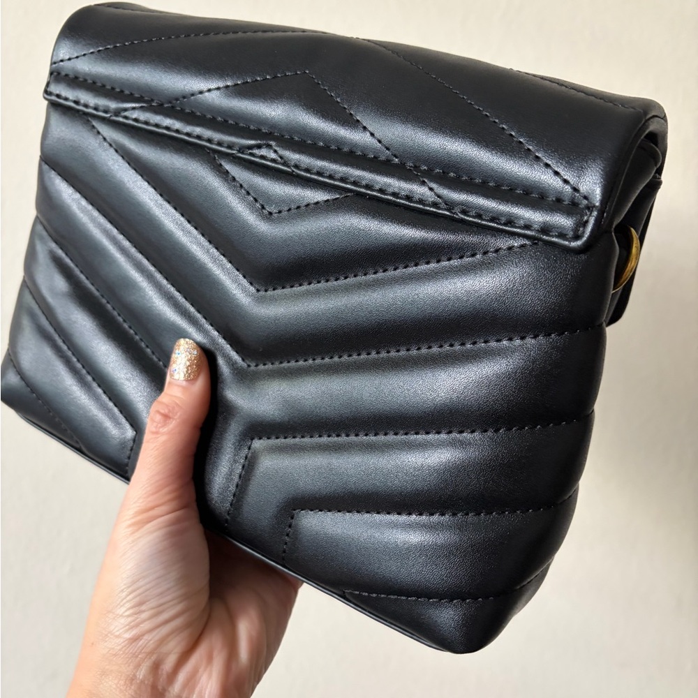 Black Quilted Crossbody Bag with Gold Hardware - Picture 2 of 6